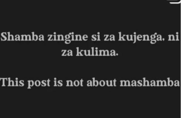 Shamba zingine si za kujenga nil za kulima. This post is not about mashambal