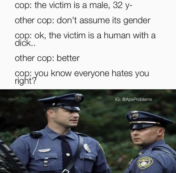 Cop the victim is a male, 32 y other cop don't assume its gender cop ok, the vic