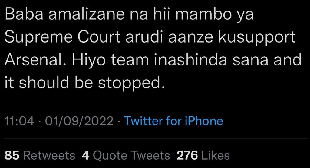 Baba amalizane na hii mambo ya supreme court arudi aanze kusupport arsenal. hiyo