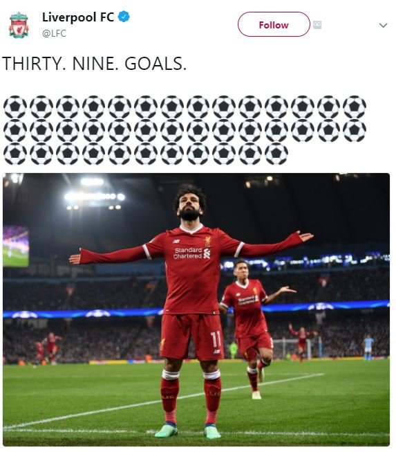 Liverpool fc lfc follow thirty. nine goals. sangarg charing