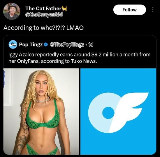 The cat father adkenyankfd follow according to who?!?!? lmao pop tingz thepopmng