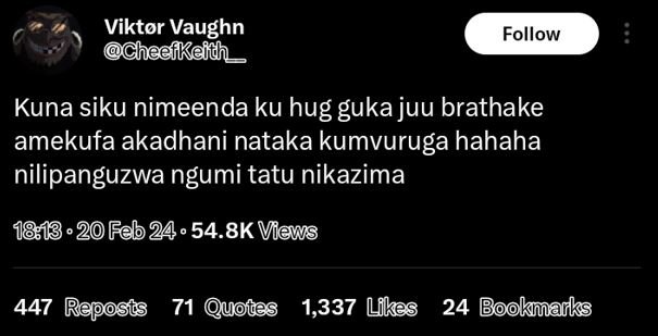 Viktor vaughn cheefkeidh _ follow kuna siku nimeenda ku hug gukajuu brathake ame