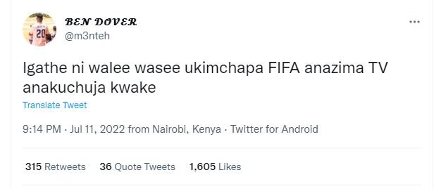 Ben dover m3nteh igathe ni walee wasee ukimchapa fifa anazima tv anakuchuja kwak