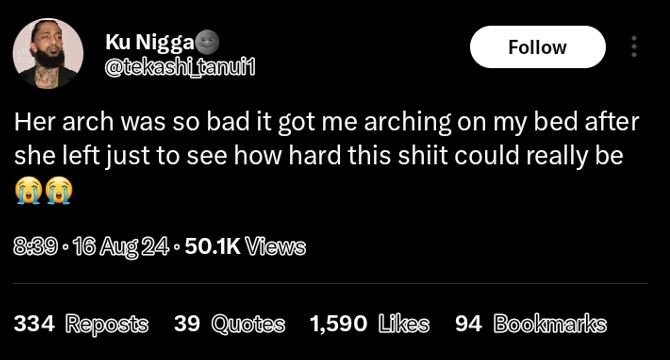 Ku nigga tekashi_fanufi follow her arch was so bad it got me arching on my bed a