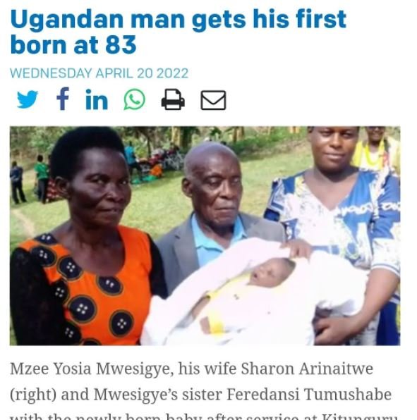 Ugandan man gets his first born at 83 wednesday april 20 f in mzee yosia mwesigy
