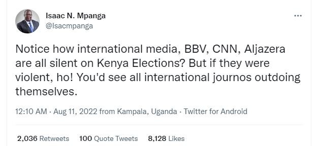 Isaac n. mpanga isacmpanga notice how international media, bbv, cnn, aljazera ar