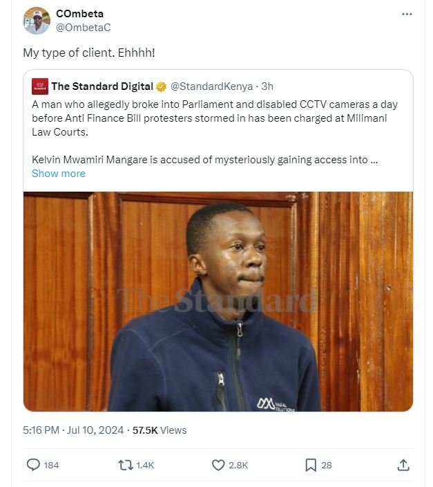 Combeta ombetac my type of client. ehhhh! the standard digital standardkenya 3h