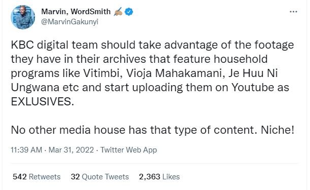 Marvin wordsmith marvingakunyi kbc digital team should take advantage of the foo