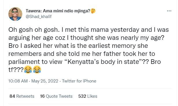 Tawera ama mimi ndio mjinga? shad_khalif oh gosh oh gosh. met this mama yesterda