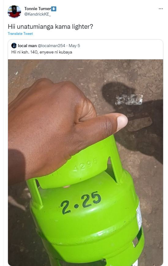 Tonnie turner kendrickke hii unatumianga kama lighter? translate tweet local man