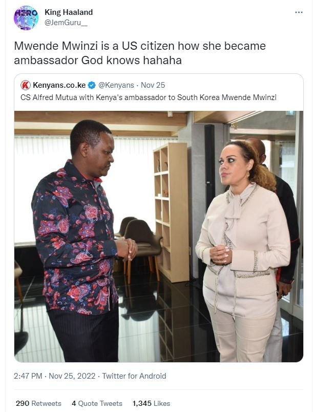 King haaland jemguru mwende mwinzi is a us citizen how she became ambassador god