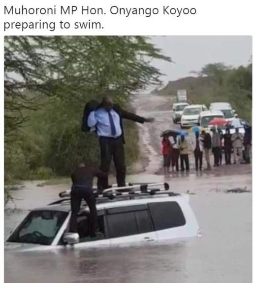 Muhoroni mp hon. onyango koyoo preparing to swim.