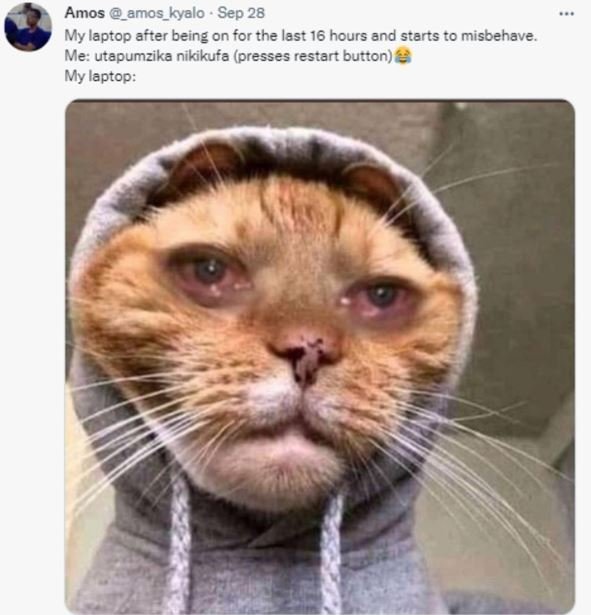 Amos _emos_kyalo sep 26 my laptop after being on for the last 16 hours and start