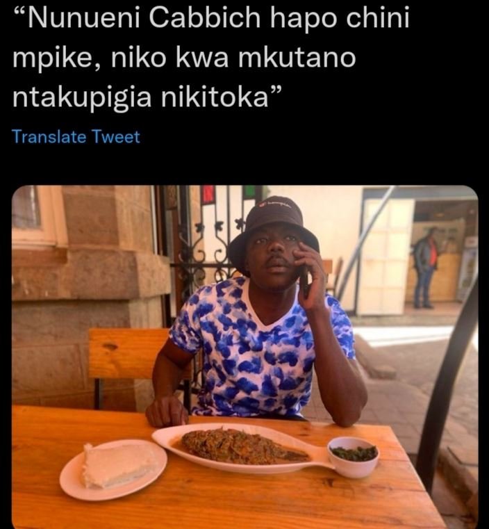 66 Nunueni Cabbich hapo chini mpike, niko kwa mkutano ntakupigia nikitoka Transl