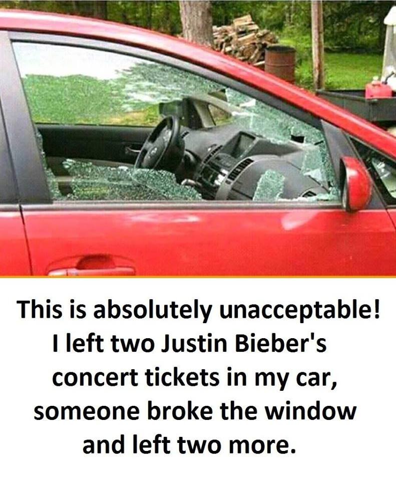 This is absolutely unacceptable! 1 left two justin bieber's concert tickets in m