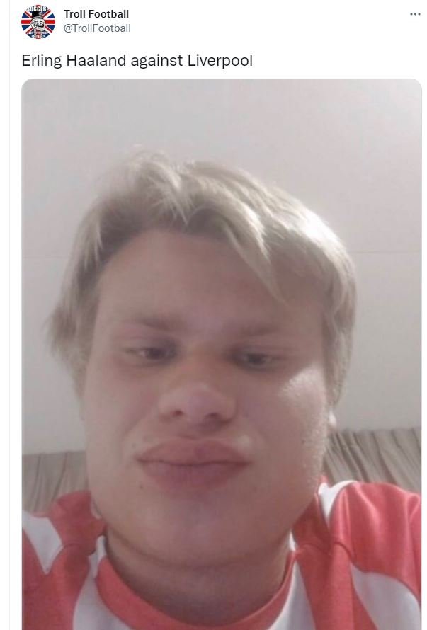 Troll football trollfootball erling haaland against liverpool