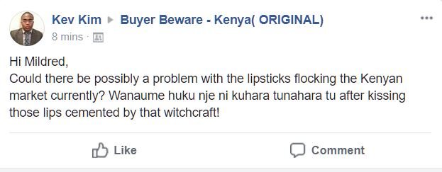 Kev kim buyer beware kenya original mins hi mildred, could there be possibly a p