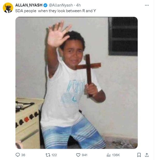 Allan_nyash allannyash 4h sda people when they look between r and y ll 122 941 ı