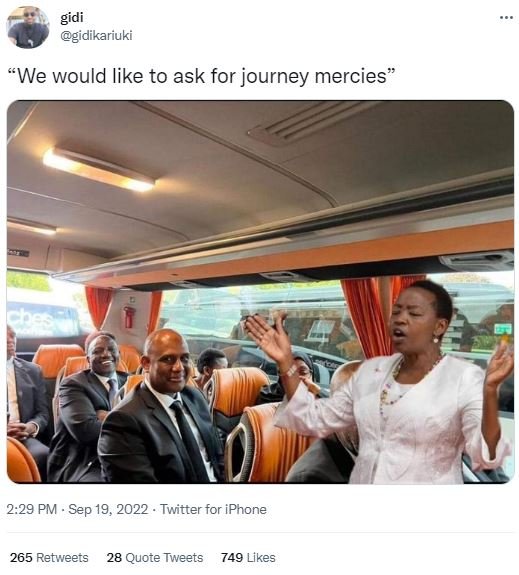 Gidi gidikariuki 'we would like to ask for journey mercies 2.29 pm sep 19 twitte