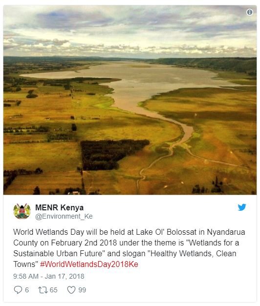 Menr kenya environment_ke world wetlands day will be held at lake ol' bolossat i