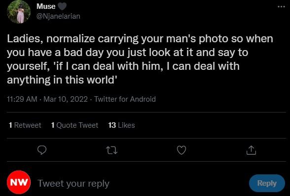 Muse njanelarian ladies, normalize carrying your man's photo so when you have a