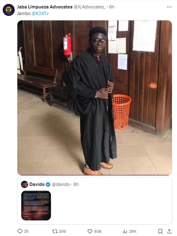 Jaba limpueza advocates jladvocates 6h jambo k2atv davido davido 8h ll 299 938 ı
