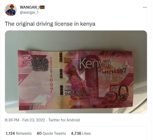 WANGAR wangar_1 The original driving license in kenya ! nli Kenya A83294097 1 Sh