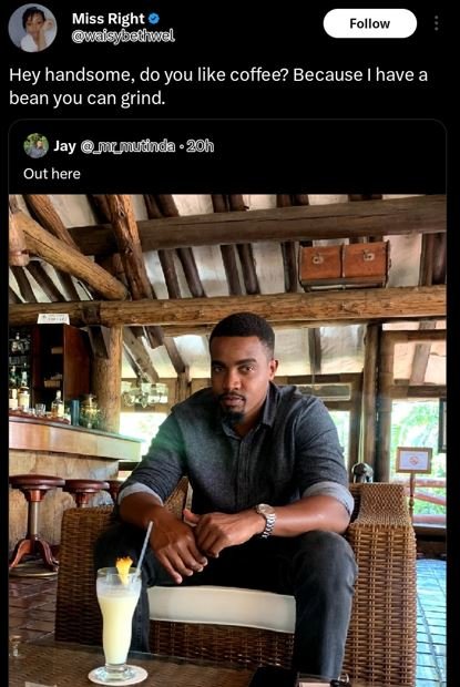 Miss right uuisybathod follow hey handsome do you like coffee? because have a be