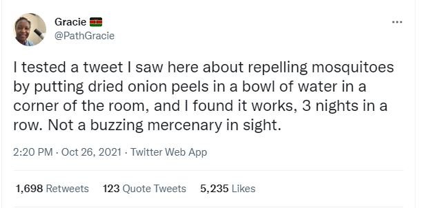 Gracie PathGracie tested a tweet saw here about repelling mosquitoes by putting