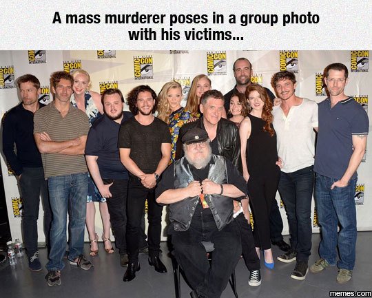 A mass murderer poses in a group photo with his victims .. or xil cok jes
