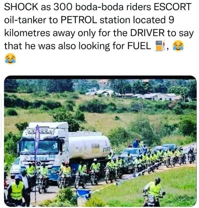 Shock as 300 bodaboda riders escort oiltanker to petrol station located 9 kilome