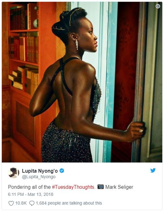 Lupita nyong'0 lupita_nyongo pondering all of the tuesdaythoughts . mark seliger