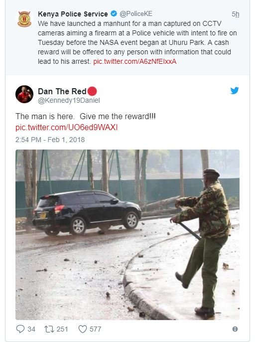 Kenya police service policeke we have launched manhunt for a man captured on cct