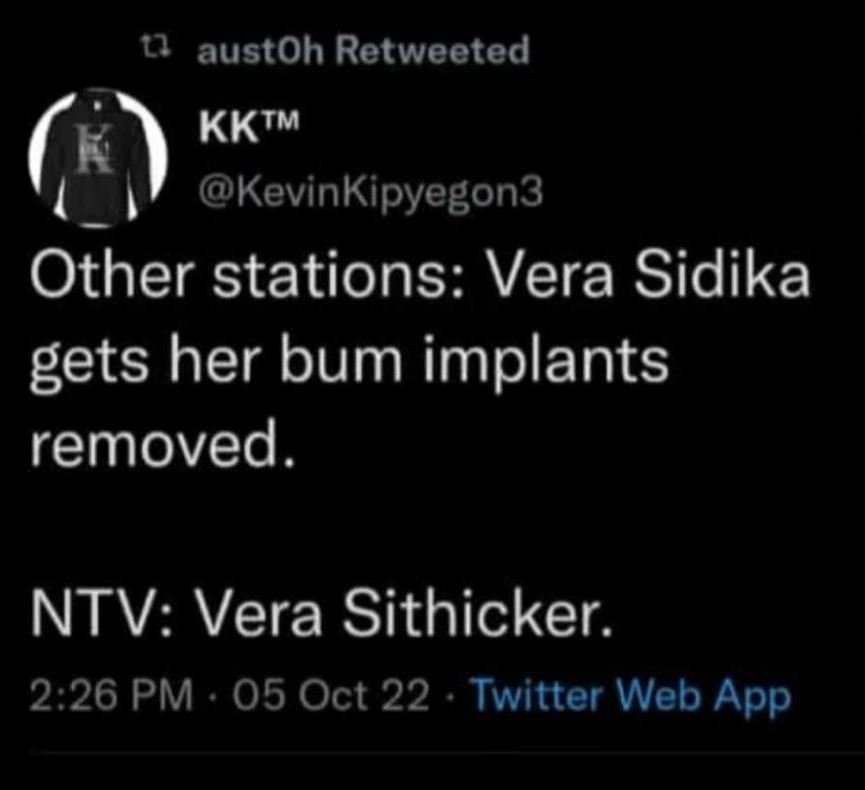 U austoh retweeted kktm kevinkipyegon3 other stations vera sidika gets her bum i