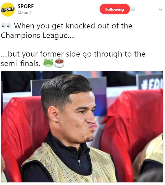 Sporf gporp sporf following when you get knocked out of the champions league. bu