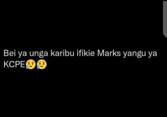 Bei ya unga karibu ifikie marks yangu ya kcpe
