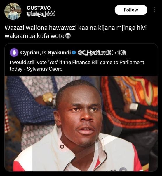 Gustavo luhya_kidd follow wazazi waliona hawawezi kaa na kijana mjinga hivi waka