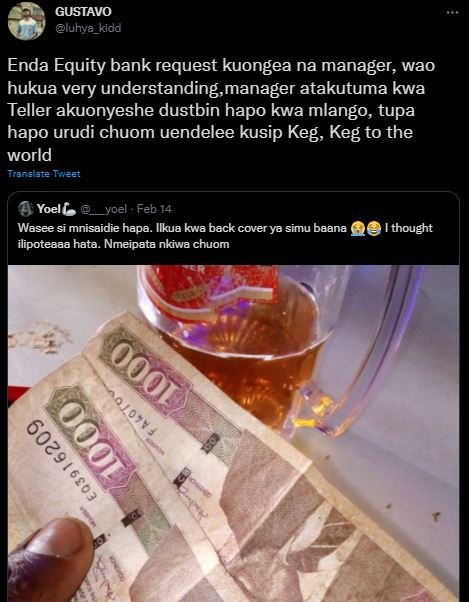 GUSTAVO luhya_kidd Enda Equity bank request kuongea na manager, wao hukua very u