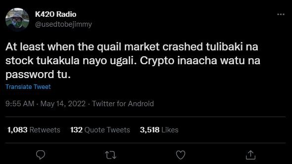 K420 radio usedtobejimmy at least when the quail market crashed tulibaki na stoc