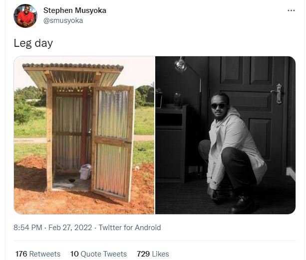 Stephen musyoka smusyoka leg day 8.54 pm feb 27, twitter for android 176 retweet