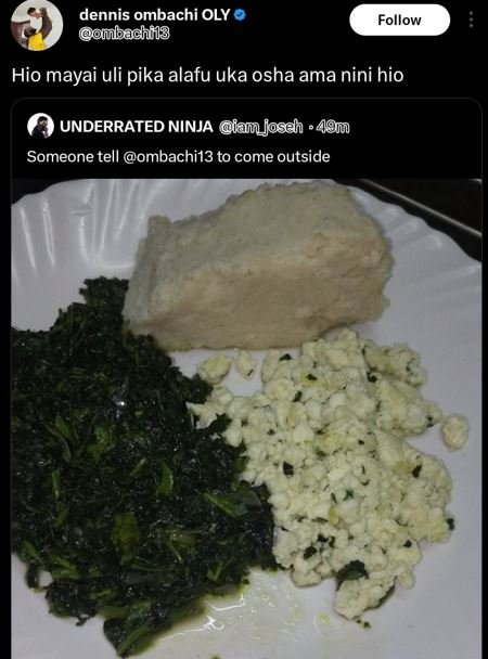 Dennis ombachi oly omuilbachfls follow hio mayai uli pika alafu uka osha ama nin