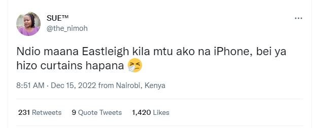 Suetm the_nimoh ndio maana eastleigh kila mtu ako na iphone, bei ya hizo curtain
