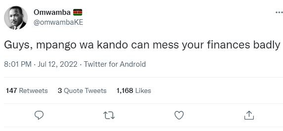 Omwamba omwambake guys, mpango wa kando can mess your finances badly 8.01 pm jul