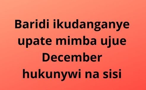 Baridi ikudanganye upate mimba ujue december hukunywi na sisi