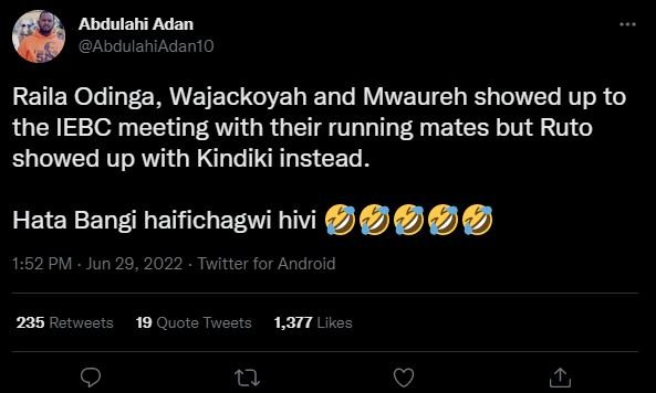 Abdulahi adan abdulahiadan1o raila odinga, wajackoyah and mwaureh showed up to t