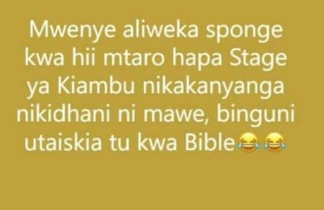 Mwenye aliweka sponge kwa hii mtaro hapa stage ya kiambu nikakanyanga nikidhani