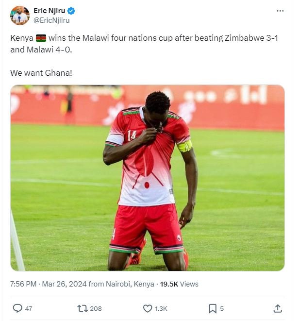 Eric njiru ericnjiiru kenya wins the malawi four nations cup after beating zimba