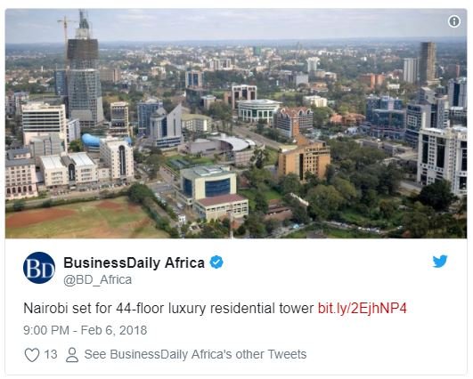 Businessdaily africa bd airca nairobi set for 44floor luxury residentia tower bi