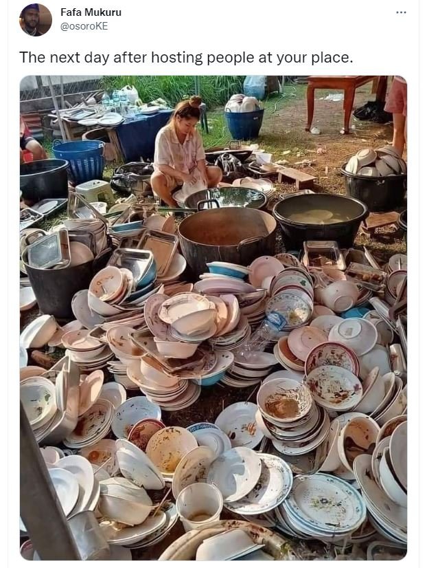 Fafa mukuru osoroke the next day after hosting people at your place