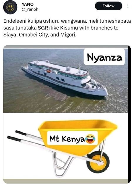 Yano yanoh follow endeleeni kulipa ushuru wangwana. meli tumeshapata sasa tunata